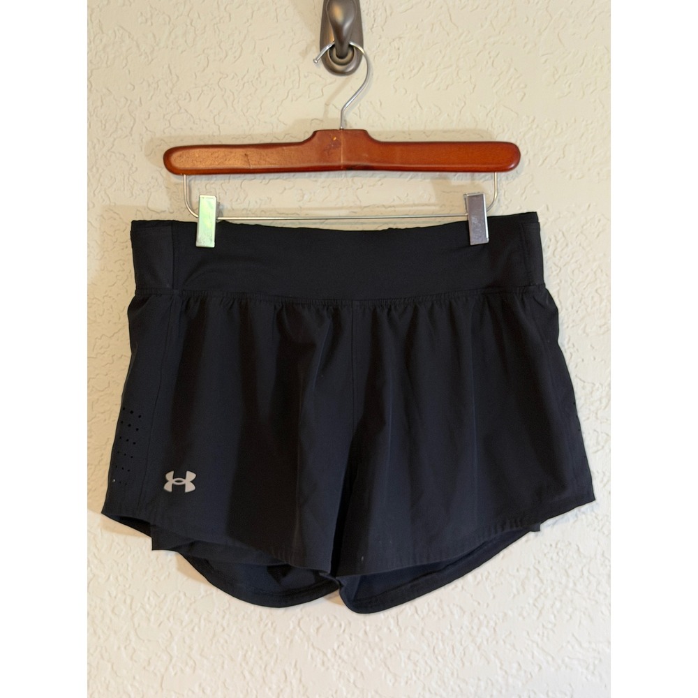 Under Armour Speedpocket Black L Womens Running Shorts Fitted Athletic